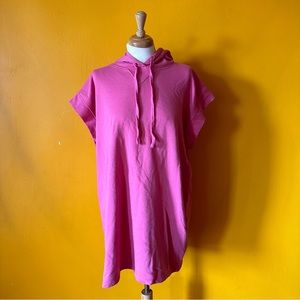 Zara Pink Plush Hoodie Mini Dress - Size M